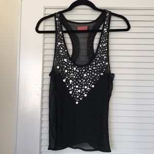 Black Racer Back Top with Silver Sequins, size 4